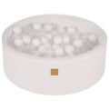 Round Ball Pit with 200 White and Transparent balls, 90x30cm - White Boucle