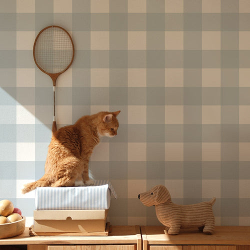 Check Classic Wallpaper -  Light Blue 