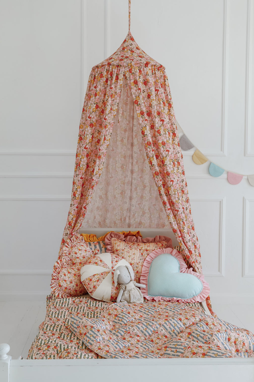 Cotton Quilted Patchwork Blanket + Pillow Set Large - Summer Garden