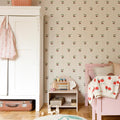 Little Cherries on Beige Stripes Wallpaper