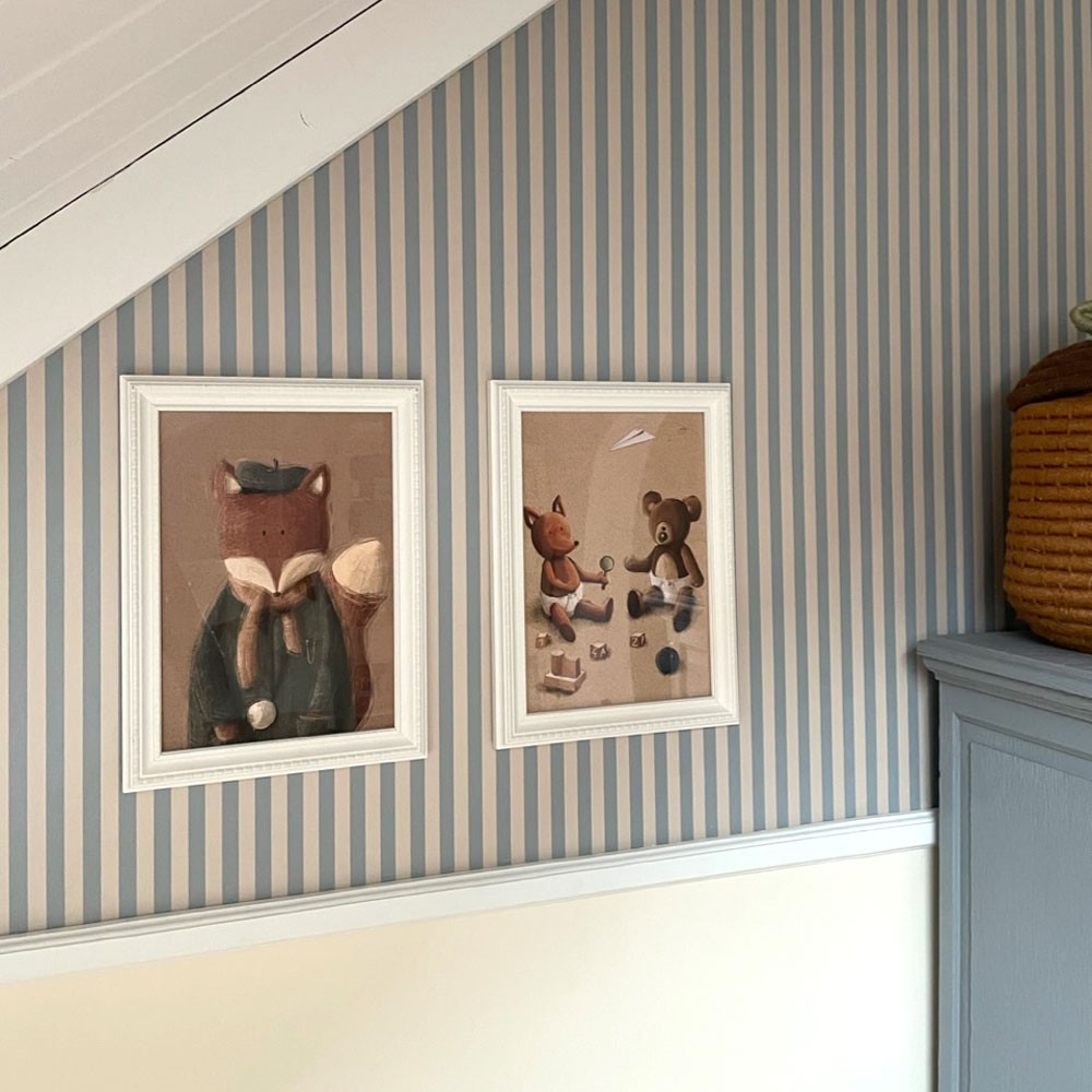 Simple Vintage Stripes Wallpaper - Beige And Blue
